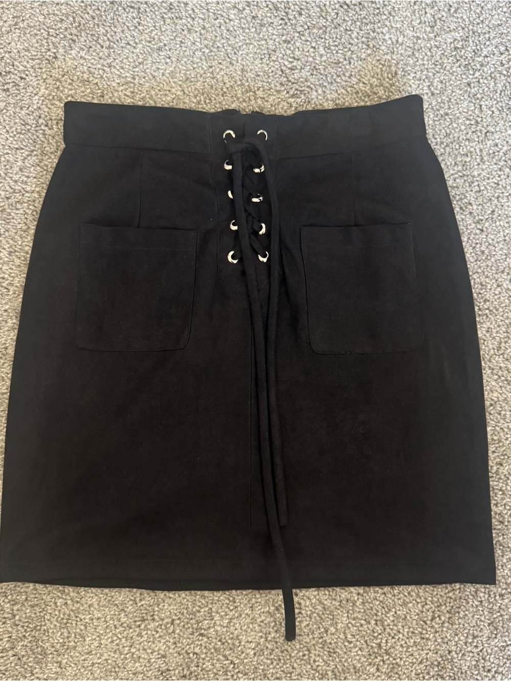 Boohoo Black Lace-Up Pocket Mini Skirt